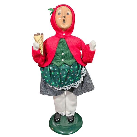 Byers Choice Carolers 1995 Young Girl Holding Cone Red Hood 42/100 Collectibles